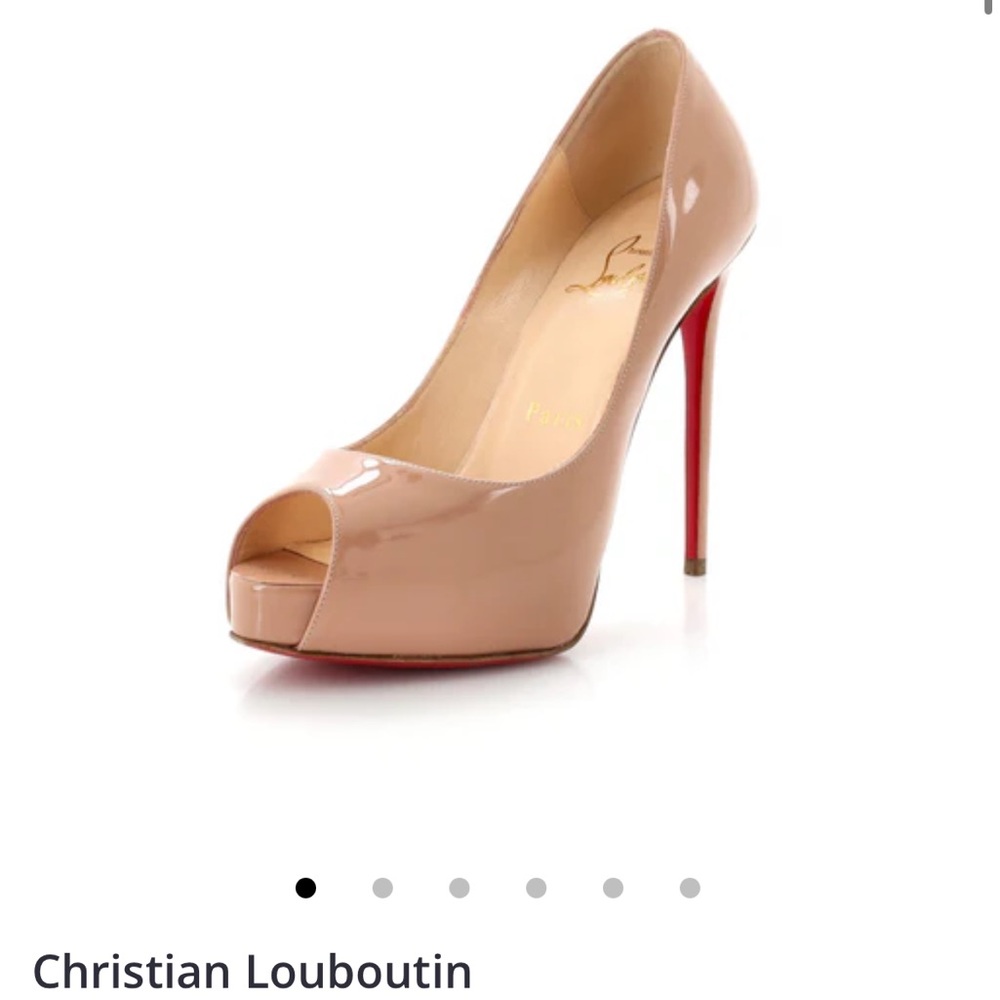 Christian Louboutin Tan Red Heels Classic Peep Toe